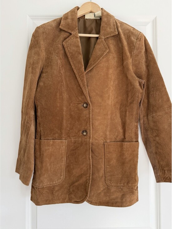 St. John's Bay Jackets & Blazers - VTG St. John's Bay Brown Suede Genuine Leather 2 Button Blazer Jacket Women's S